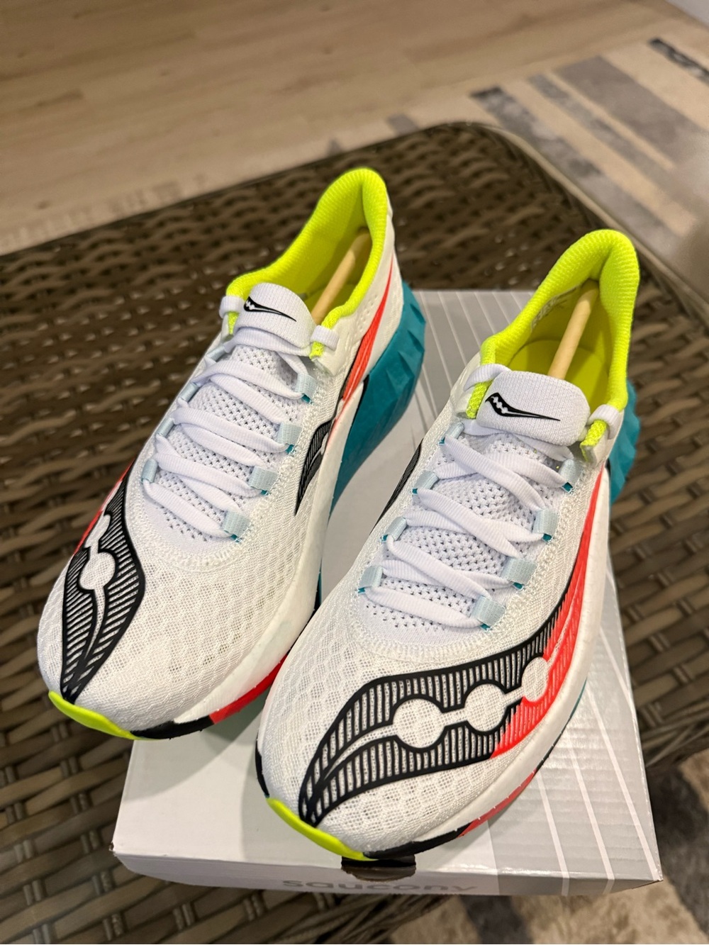 Saucony Endorphin Pro 4 White Neon Yellow Accent Women's Running Sneakers